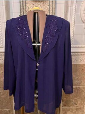 Hosanna Design. Size 4X. Purple Chiffon Overlay. Applique. Rhinestone. DB